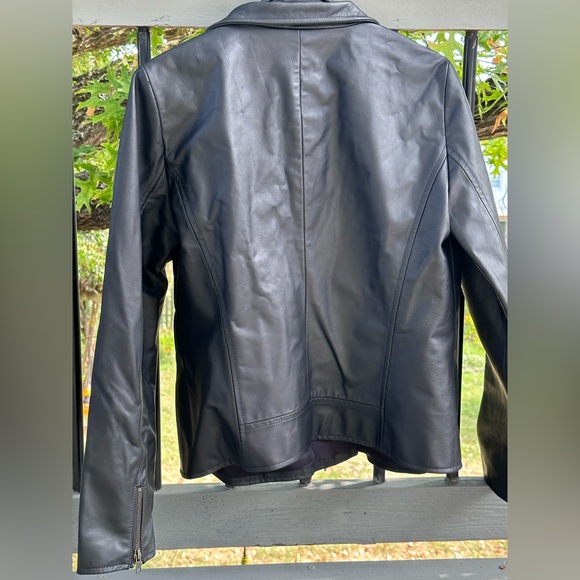 EILEEN FISHER - NWT - Women’s Moto Jacket LEATHER Sz L - BLACK - Picture 4 of 15